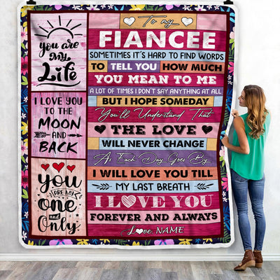 Personalized To My Fiancee Blanket From Fiance Wood Never Forget That I Love You Fiancee Anniversary Valentines Day For Her Christmas Fleece Throw Blanket | siriusteestore