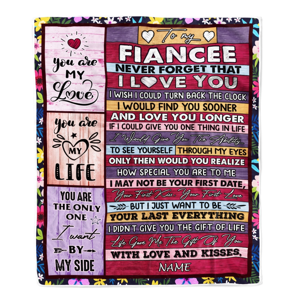 Personalized To My Fiancee Blanket From Fiance's Name Wood Never Forget That I Love You Fiancee Anniversary Valentines Day Wedding Christmas Fleece Throw Blanket | siriusteestore