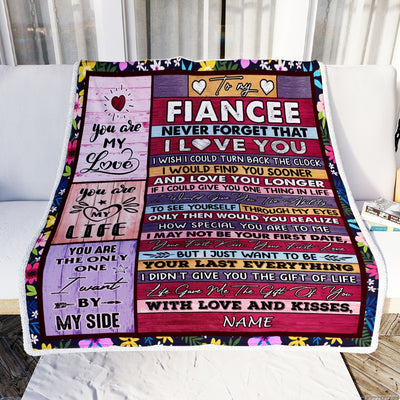 Personalized To My Fiancee Blanket From Fiance's Name Wood Never Forget That I Love You Fiancee Anniversary Valentines Day Wedding Christmas Fleece Throw Blanket | siriusteestore