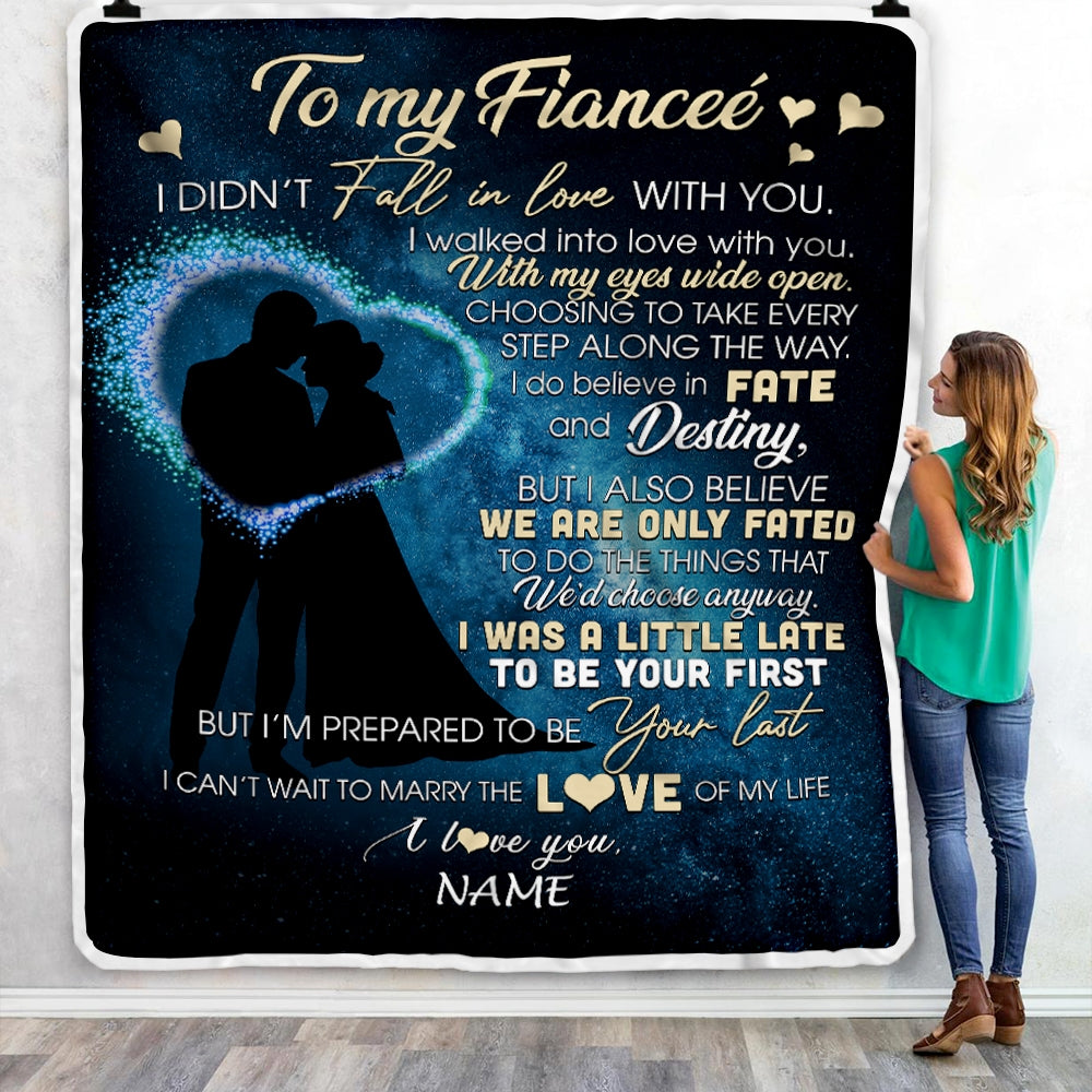 Personalized To My Fiancee Blankets Fall In Love With You Future Wife Fiancee Birthday Valentine's Day Christmas Customized Fleece Blanket | siriusteestore