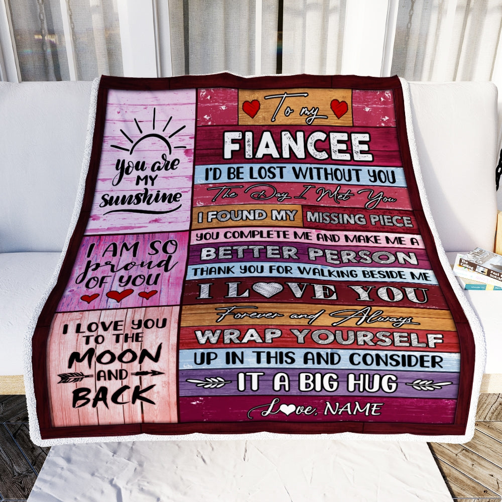 Personalized To My Fiancee Blankets From Fiance You Are My Love It A Big Hug Fiancee Birthday Valentine's Day Christmas Customized Fleece Blanket | siriusteestore