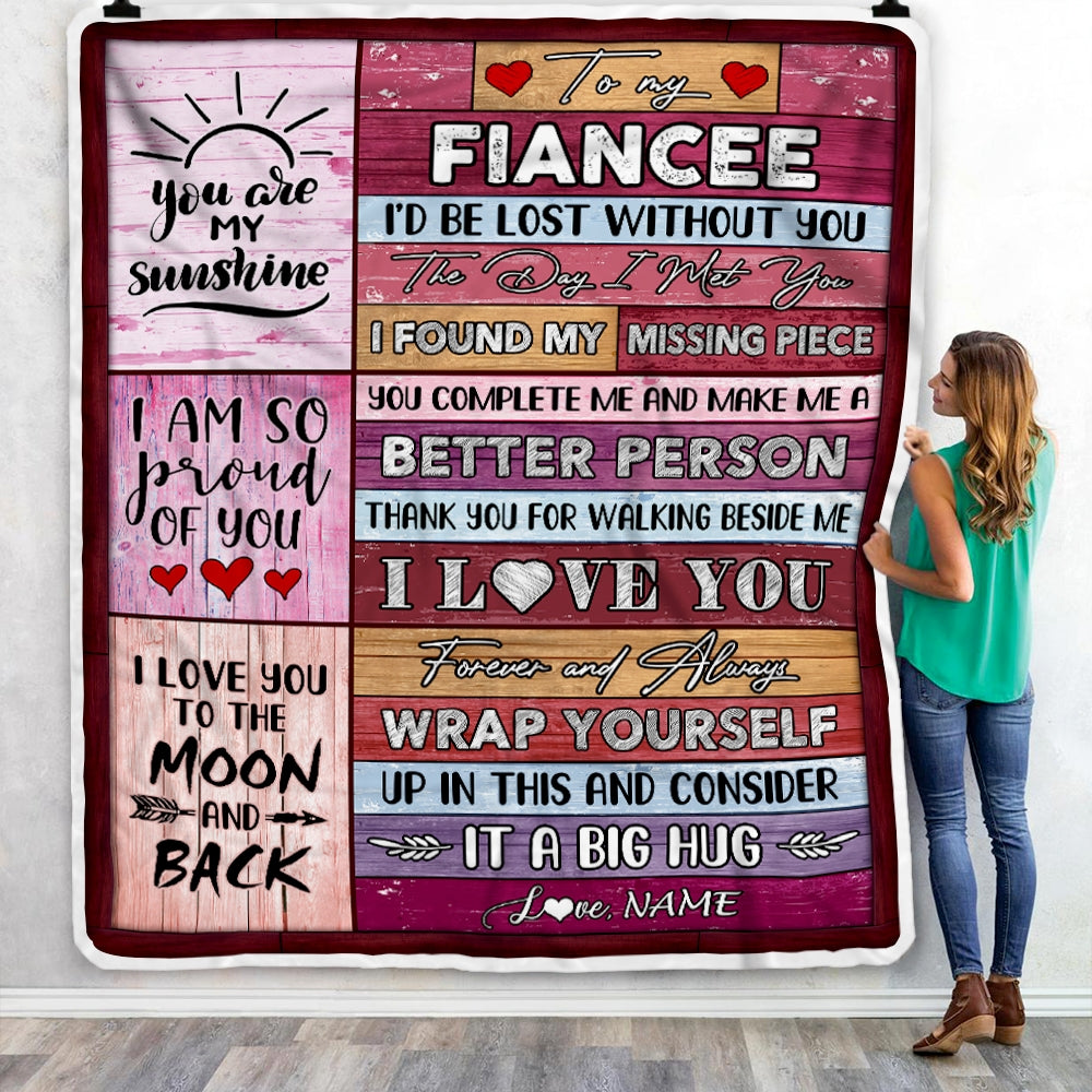 Personalized To My Fiancee Blankets From Fiance You Are My Love It A Big Hug Fiancee Birthday Valentine's Day Christmas Customized Fleece Blanket | siriusteestore