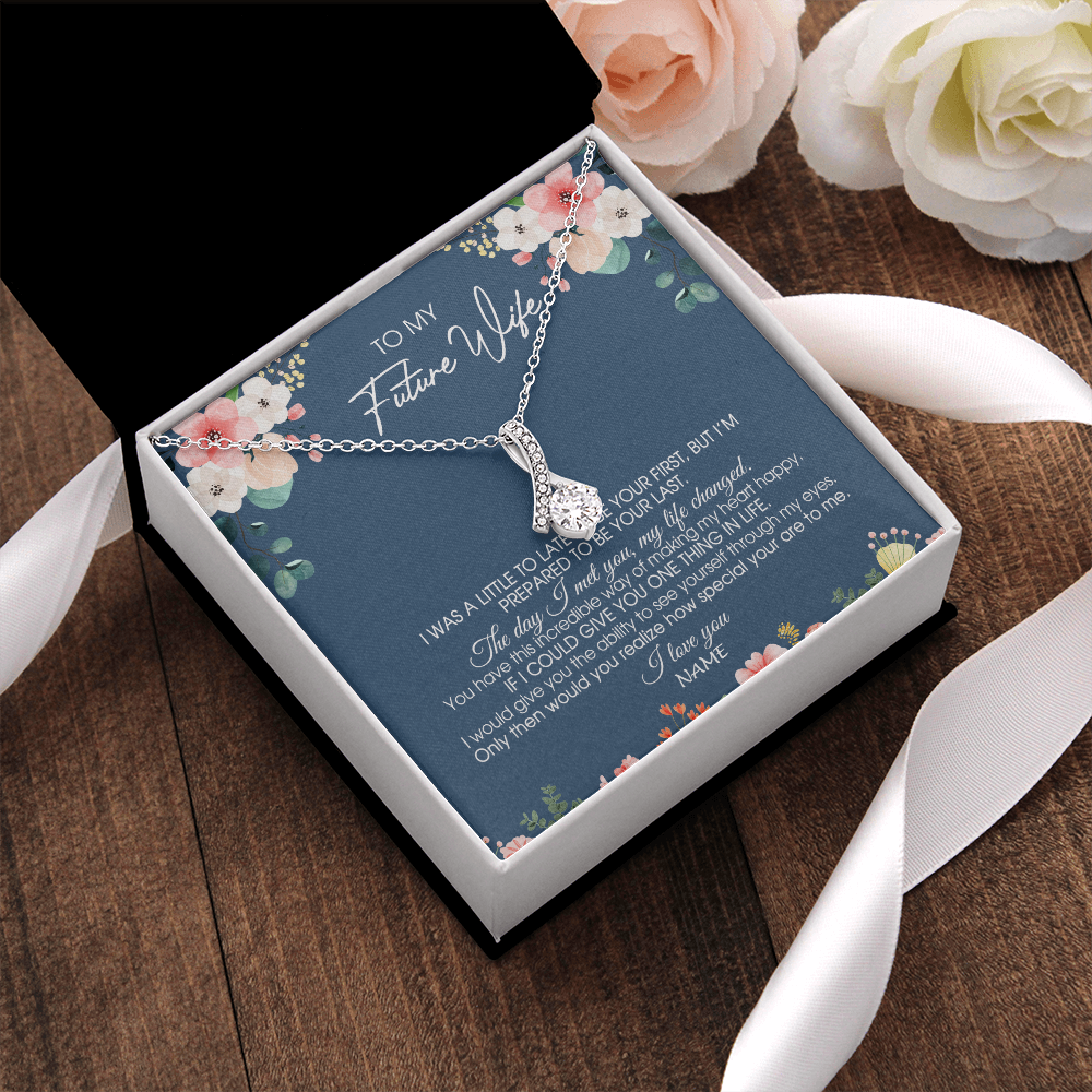 Alluring Beauty Necklace | Personalized To My Future Wife Necklace From Boyfriend Love You Soulmate Girlfriend Wife Birthday Anniversary Valentines Day Christmas Customized Message Card | siriusteestore