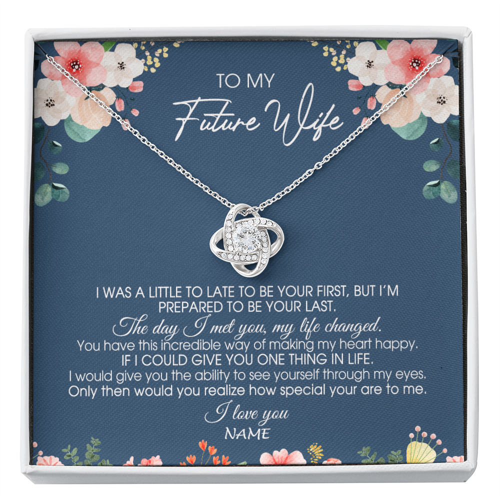Love Knot Necklace | Personalized To My Future Wife Necklace From Boyfriend Love You Soulmate Girlfriend Wife Birthday Anniversary Valentines Day Christmas Customized Message Card | siriusteestore