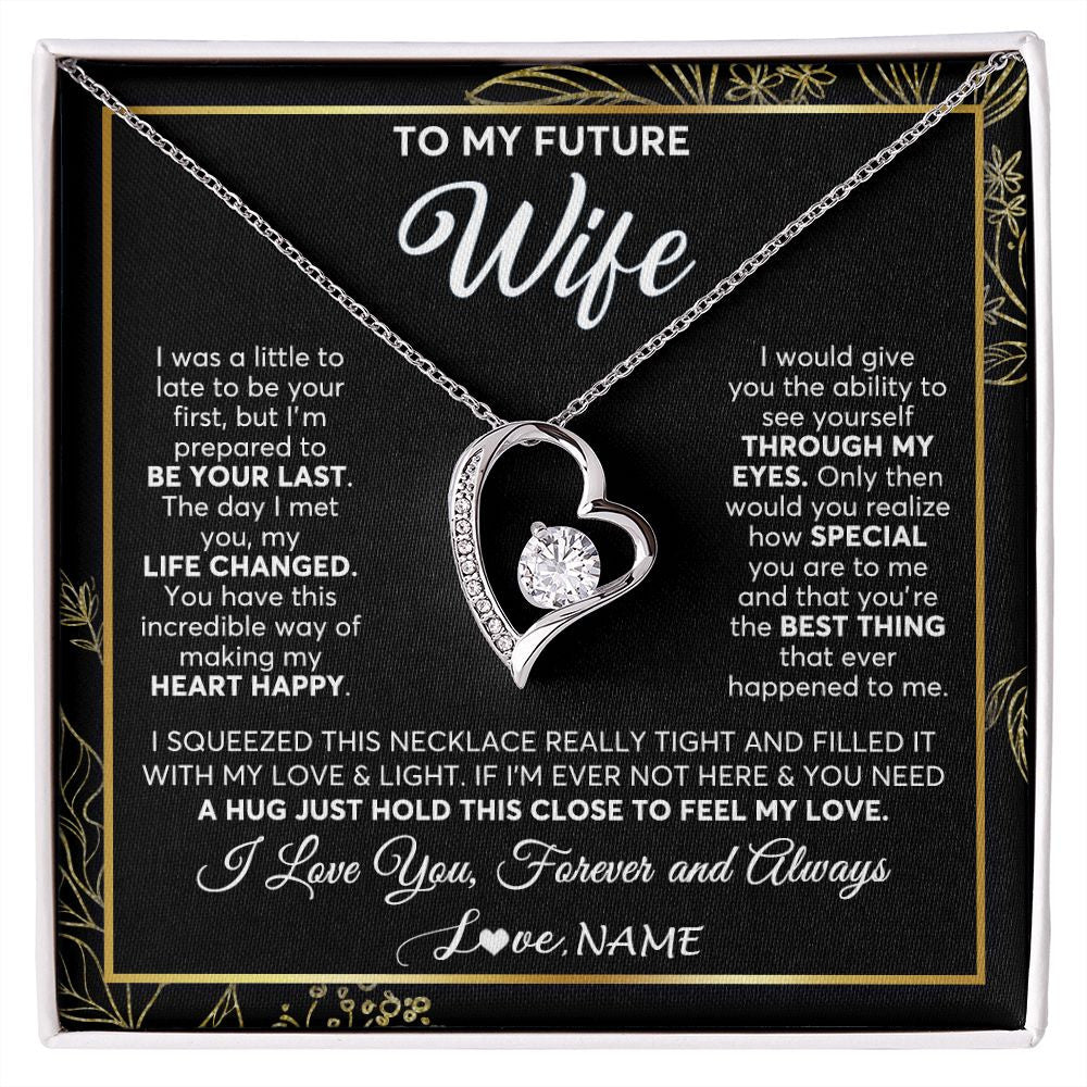 Personalized To My Future Wife Necklace From Husband My Love Fiancee Wife Birthday Anniversary Valentines Day Christmas Customized Gift Box Message