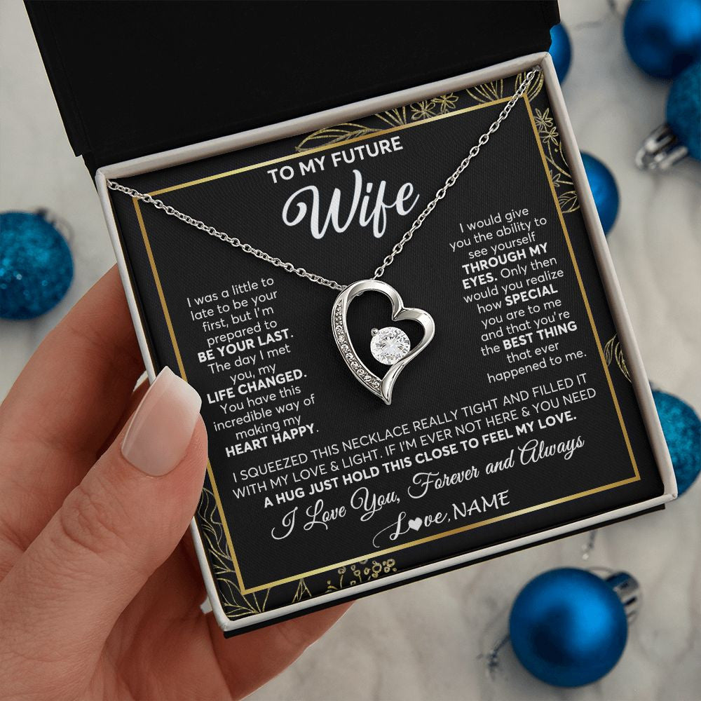 Forever Love Necklace | Personalized To My Future Wife Necklace From Husband My Love Fiancee Wife Birthday Anniversary Valentines Day Christmas Customized Gift Box Message Card | siriusteestore