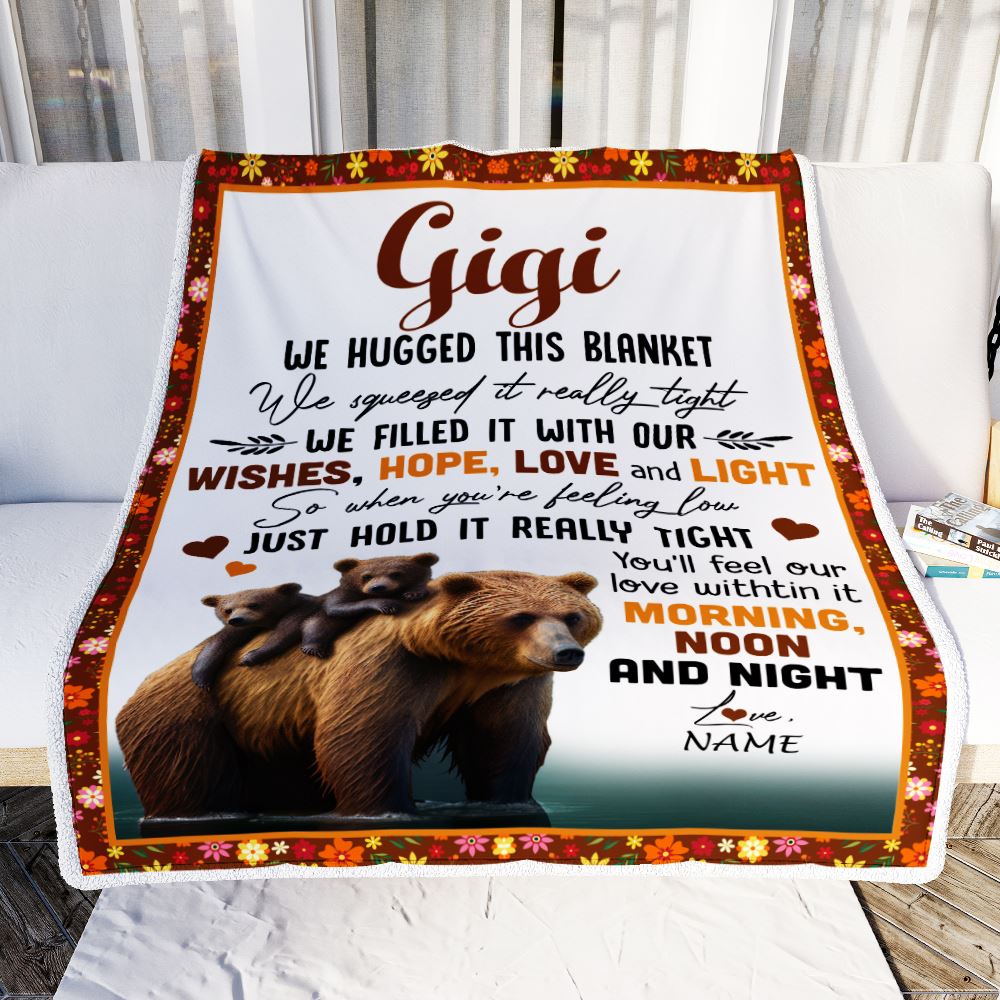 Personalized To My Gigi Blanket From Granddaughter Grandson Bear I Love You Gigi Birthday Mothers Day Christmas Customized Fleece Throw Blanket | siriusteestore