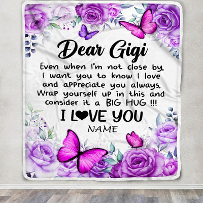 Personalized To My Gigi Blanket From Granddaughter Grandson Butterfly Love And Appreciate Gigi Birthday Mothers Day Christmas Customized Fleece Blanket | siriusteestore