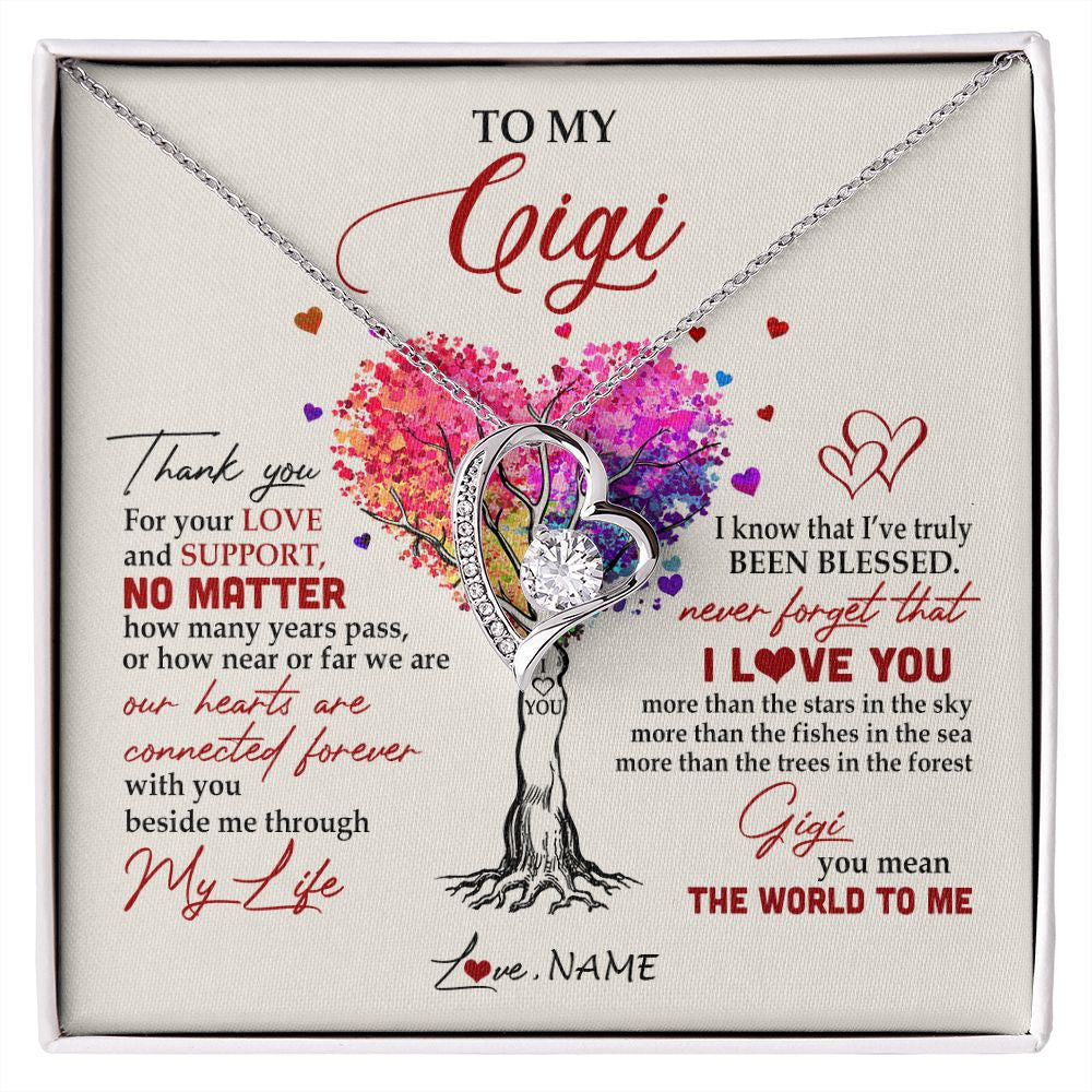 Forever Love Necklace | Personalized To My Gigi Necklace From Grandkids Never Forget That I Love You You Mean The World Gigi Birthday Mothers Day Christmas Customized Gift Box Message Card | siriusteestore