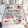 Personalized To My Girlfriend Blanket Floral Air Mail Letter I Love You Girlfriend For Her Birthday Valentines Day Christmas Fleece Throw Blanket | siriusteestore