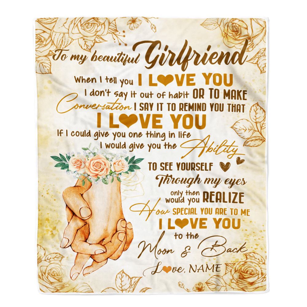 Personalized To My Girlfriend Blanket From Boyfriend Conversation Ability Moon Back Girlfriend Valentines Day Birthday Christmas Customized Fleece Blanket | siriusteestore