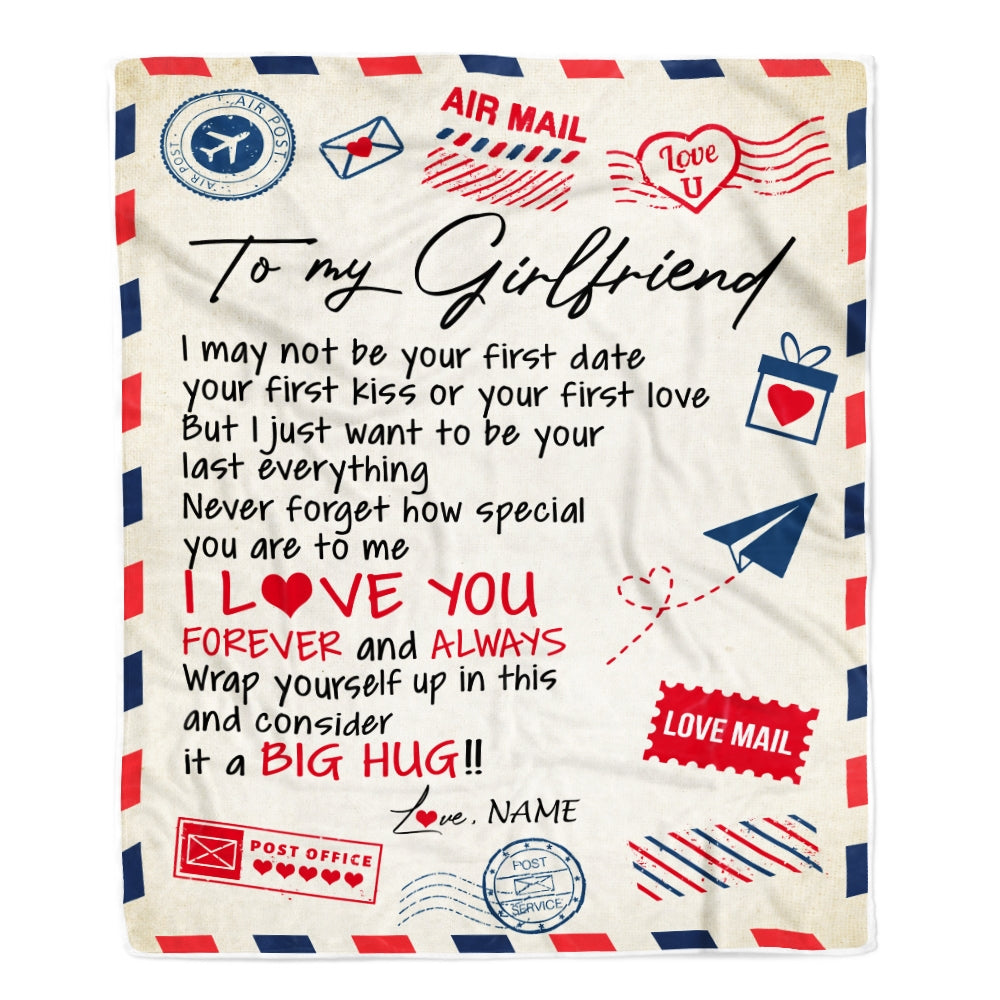 Personalized To My Girlfriend Blanket From Boyfriend Love You Forever Always Airmail Letter Birthday Valentine Christmas Customized Fleece Blanket | siriusteestore