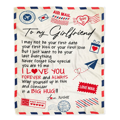 Personalized To My Girlfriend Blanket From Boyfriend Love You Forever Always Airmail Letter Birthday Valentine Christmas Customized Fleece Blanket | siriusteestore