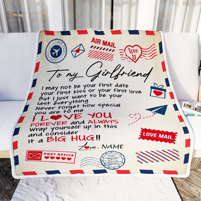 Personalized To My Girlfriend Blanket From Boyfriend Love You Forever Always Airmail Letter Birthday Valentine Christmas Customized Fleece Blanket | siriusteestore