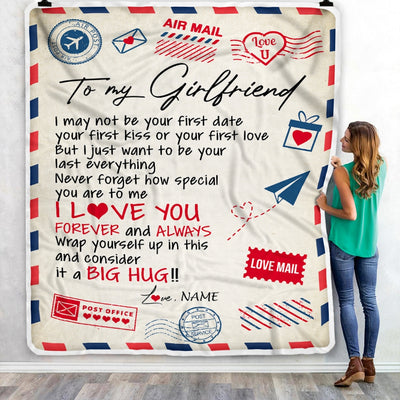 Personalized To My Girlfriend Blanket From Boyfriend Love You Forever Always Airmail Letter Birthday Valentine Christmas Customized Fleece Blanket | siriusteestore