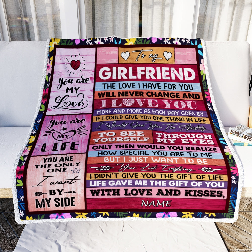 Personalized To My Girlfriend Blanket From Boyfriend Wood I Love You More And More Soulmate Girlfriend Anniversary Valentines Day Christmas Fleece Blanket | siriusteestore