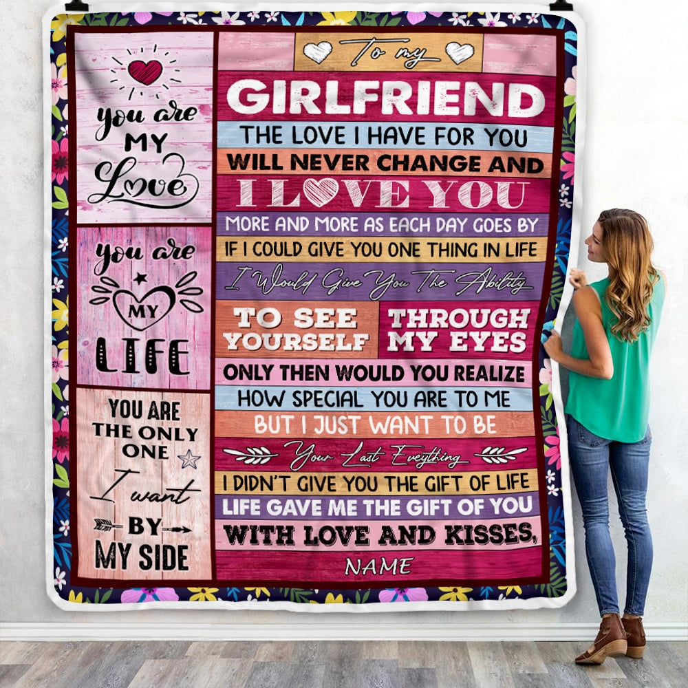 Personalized To My Girlfriend Blanket From Boyfriend Wood I Love You More And More Soulmate Girlfriend Anniversary Valentines Day Christmas Fleece Blanket | siriusteestore