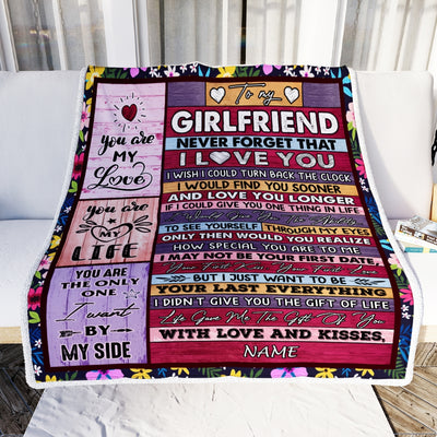 Personalized To My Girlfriend Blanket From Boyfriend's Name Wood Never Forget That I Love You Girlfriend Anniversary Valentines Day Christmas Fleece Blanket | siriusteestore