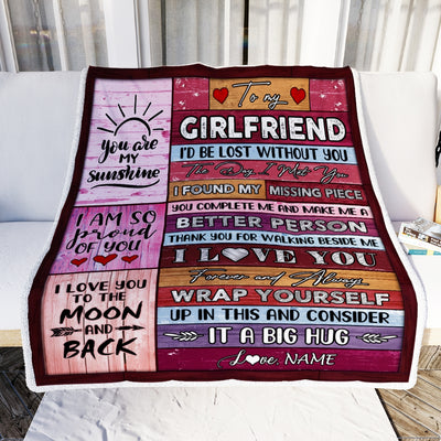 Personalized To My Girlfriend Blankets From Boyfriend You Are My Love It A Big Hug Girlfriend Birthday Valentine's Day Christmas Customized Fleece Blanket | siriusteestore