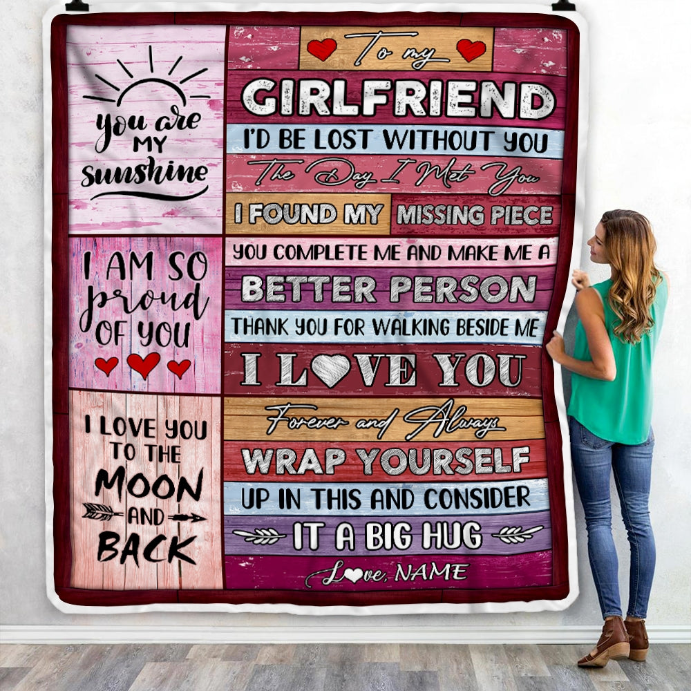 Personalized To My Girlfriend Blankets From Boyfriend You Are My Love It A Big Hug Girlfriend Birthday Valentine's Day Christmas Customized Fleece Blanket | siriusteestore