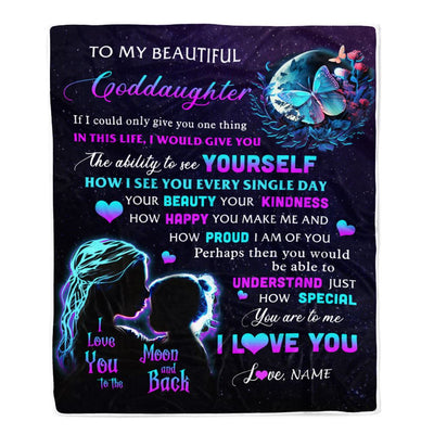 Personalized To My Goddaughter Blanket From Godmother Butterfly Kindness Happy Beautiful Goddaughter Birthday Graduation Christmas Customized Fleece Blanket | siriusteestore