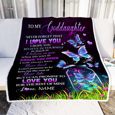 Personalized To My Goddaughter Blanket From Godmother Butterfly Never Forget I Love You Goddaughter Birthday Graduation Christmas Customized Fleece Blanket | siriusteestore