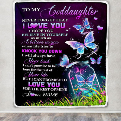 Personalized To My Goddaughter Blanket From Godmother Butterfly Never Forget I Love You Goddaughter Birthday Graduation Christmas Customized Fleece Blanket | siriusteestore