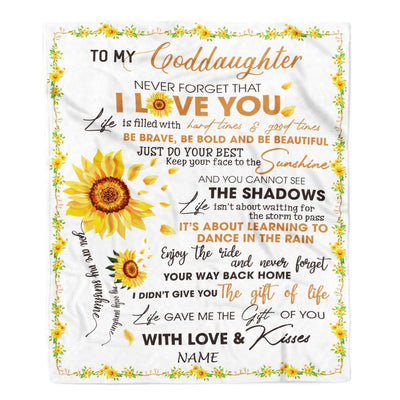 Personalized To My Goddaughter Blanket From Godmother Godfather I Love You White Sunflower Goddaughter Birthday Christmas Graduation Customized Fleece Blanket | siriusteestore