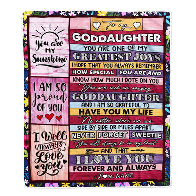 Personalized To My Goddaughter Blanket From Godmother Godfather My Greatest Joys Goddaughter Birthday Graduation Christmas Customized Bed Fleece Throw Blanket | siriusteestore