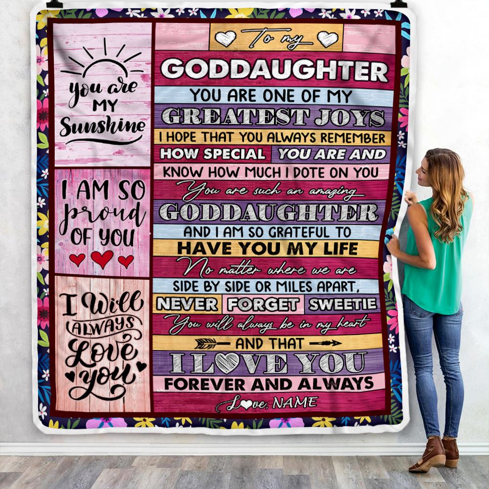 Personalized To My Goddaughter Blanket From Godmother Godfather My Greatest Joys Goddaughter Birthday Graduation Christmas Customized Bed Fleece Throw Blanket | siriusteestore