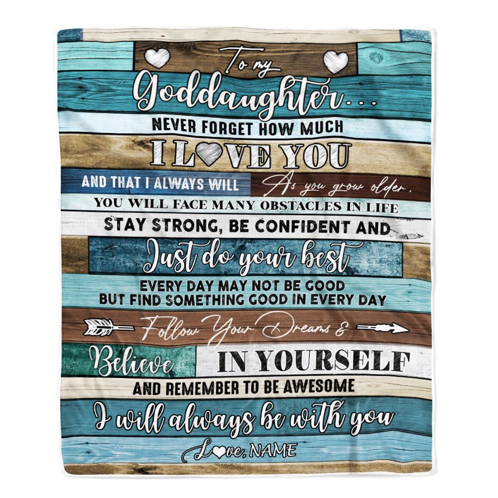 Personalized To My Goddaughter Blanket From Godmother Godfather Wood Never Forget I Love You Goddaughter Birthday Christmas Customized Fleece Throw Blanket | siriusteestore