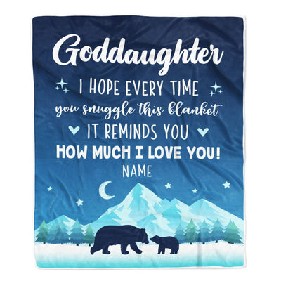 Personalized To My Goddaughter Blanket From Godmother I Hope Every Time Bear Goddaughter Birthday Graduation Christmas Customized Fleece Blanket | siriusteestore