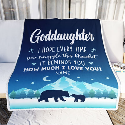 Personalized To My Goddaughter Blanket From Godmother I Hope Every Time Bear Goddaughter Birthday Graduation Christmas Customized Fleece Blanket | siriusteestore