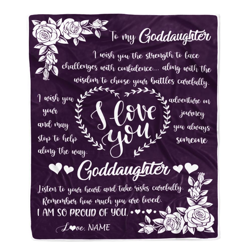 Personalized To My Goddaughter Blanket From Godmother I Wish You The Strength Daughter Goddaughter Birthday Graduation Christmas Customized Bed Fleece Blanket | siriusteestore