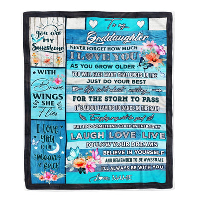 Personalized To My Goddaughter Blanket From Godmother Never Forget How Much I Love You Butterfly Goddaughter Birthday Christmas Customized Bed Fleece Blanket | siriusteestore