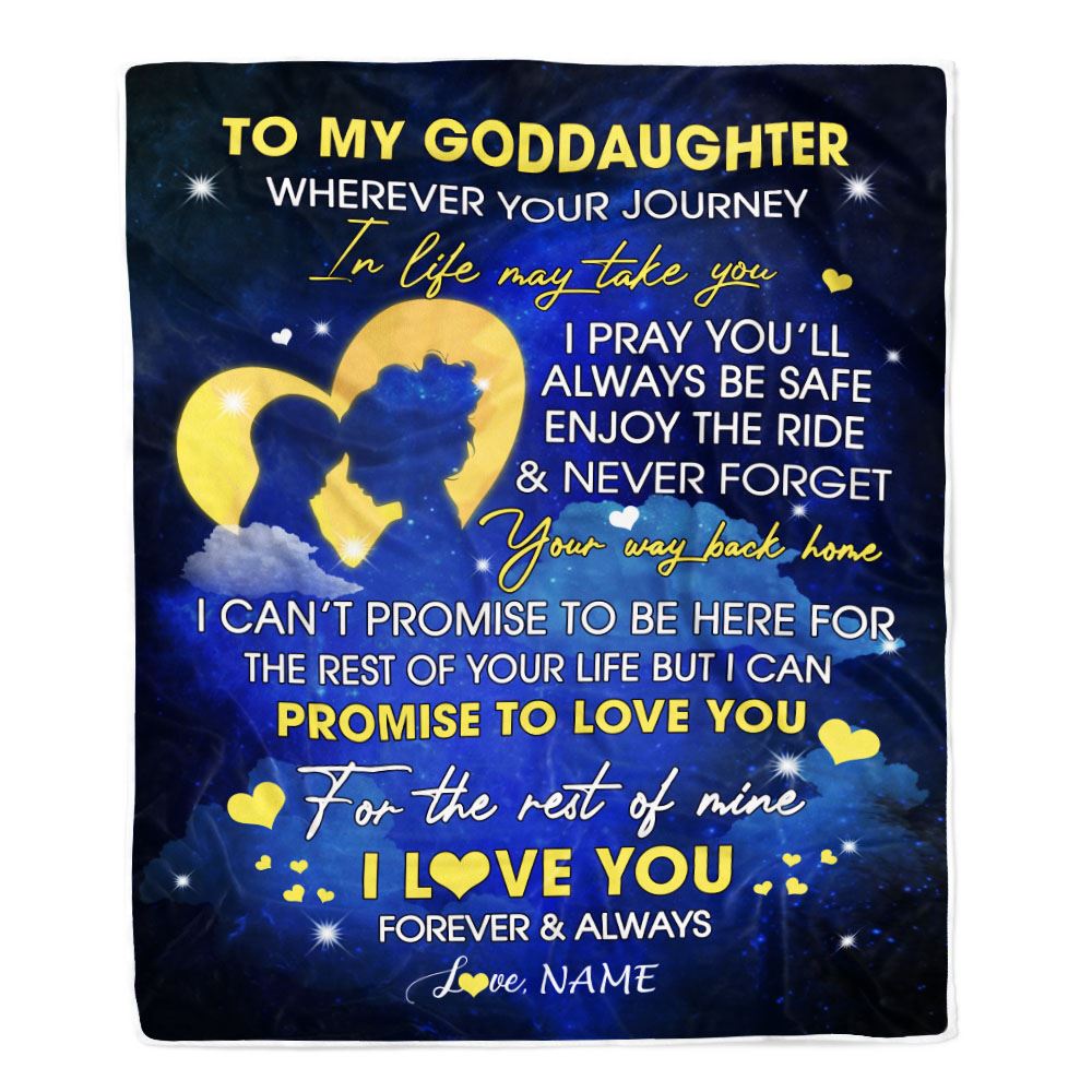 Personalized To My Goddaughter Blanket From Godmother Wherever Your Journey Goddaughter Birthday Christmas Customized Bed Fleece Throw Blanket | siriusteestore
