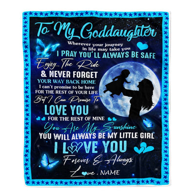 Personalized To My Goddaughter Blanket From Godmother Wherever Your Journey My Little Girl Goddaughter Birthday Graduation Christmas Customized Fleece Blanket | siriusteestore