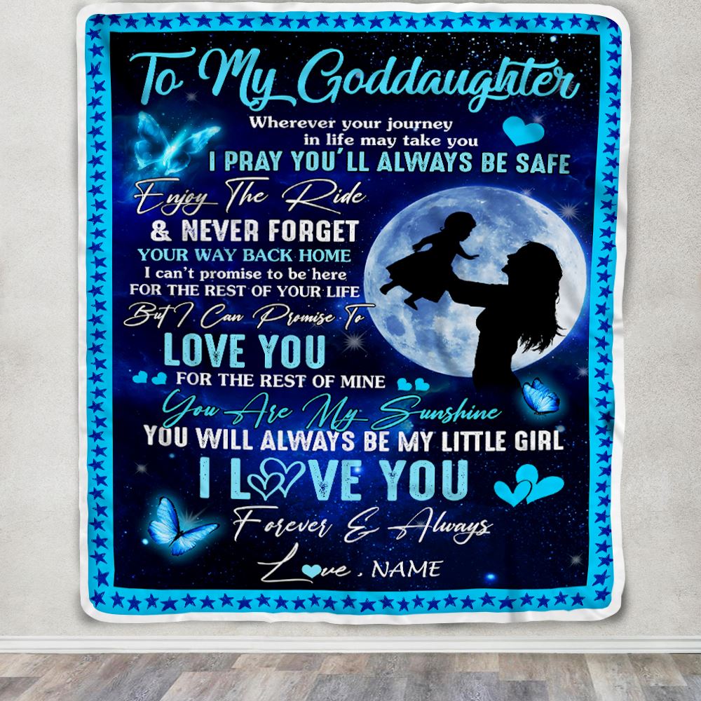 Personalized To My Goddaughter Blanket From Godmother Wherever Your Journey My Little Girl Goddaughter Birthday Graduation Christmas Customized Fleece Blanket | siriusteestore