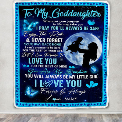 Personalized To My Goddaughter Blanket From Godmother Wherever Your Journey My Little Girl Goddaughter Birthday Graduation Christmas Customized Fleece Blanket | siriusteestore