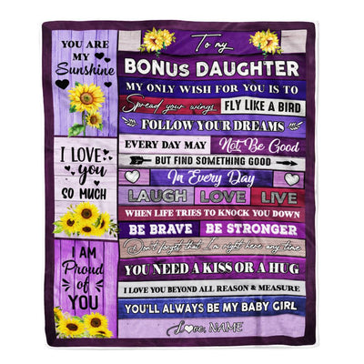 Personalized To My Goddaughter Blanket From Godmother Wood Laugh Love Live Sunflower Goddaughter Birthday Graduation Christmas Customized Fleece Throw Blanket | siriusteestore