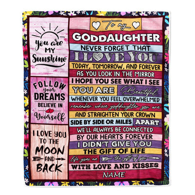 Personalized To My Goddaughter Blanket From Godmother Wood You Are Beautiful Goddaughter Birthday Graduation Christmas Customized Bed Fleece Throw Blanket | siriusteestore