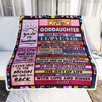 Personalized To My Goddaughter Blanket From Godmother Wood You Are Beautiful Goddaughter Birthday Graduation Christmas Customized Bed Fleece Throw Blanket | siriusteestore