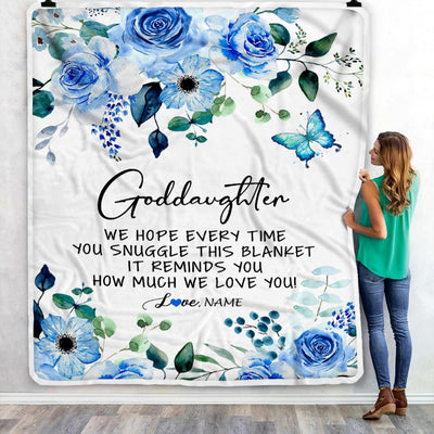 Personalized To My Goddaughter Blanket from Godmother Floral How Much We Love You Goddaughter Birthday Christmas Customized Fleece Throw Blanket | siriusteestore