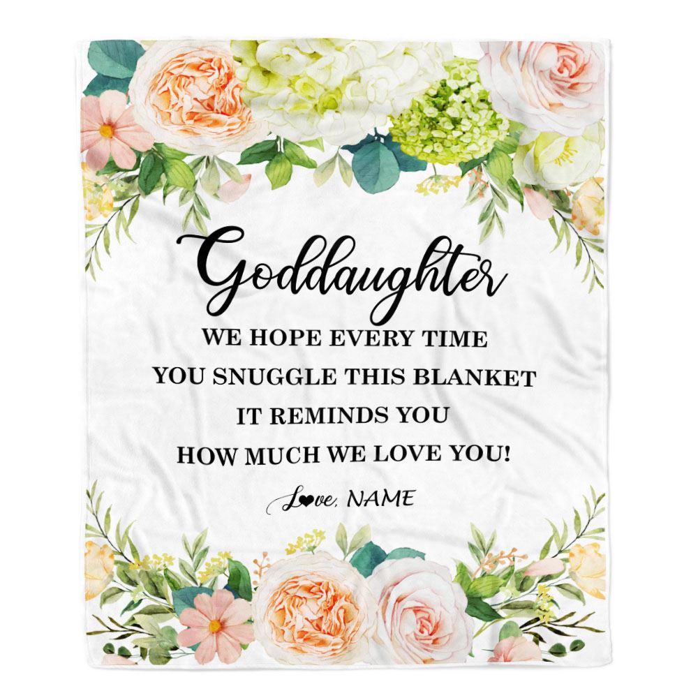 Personalized To My Goddaughter Blanket from Godmother How Much We Love You Flower Goddaughter Birthday Christmas Customized Fleece Throw Blanket | siriusteestore