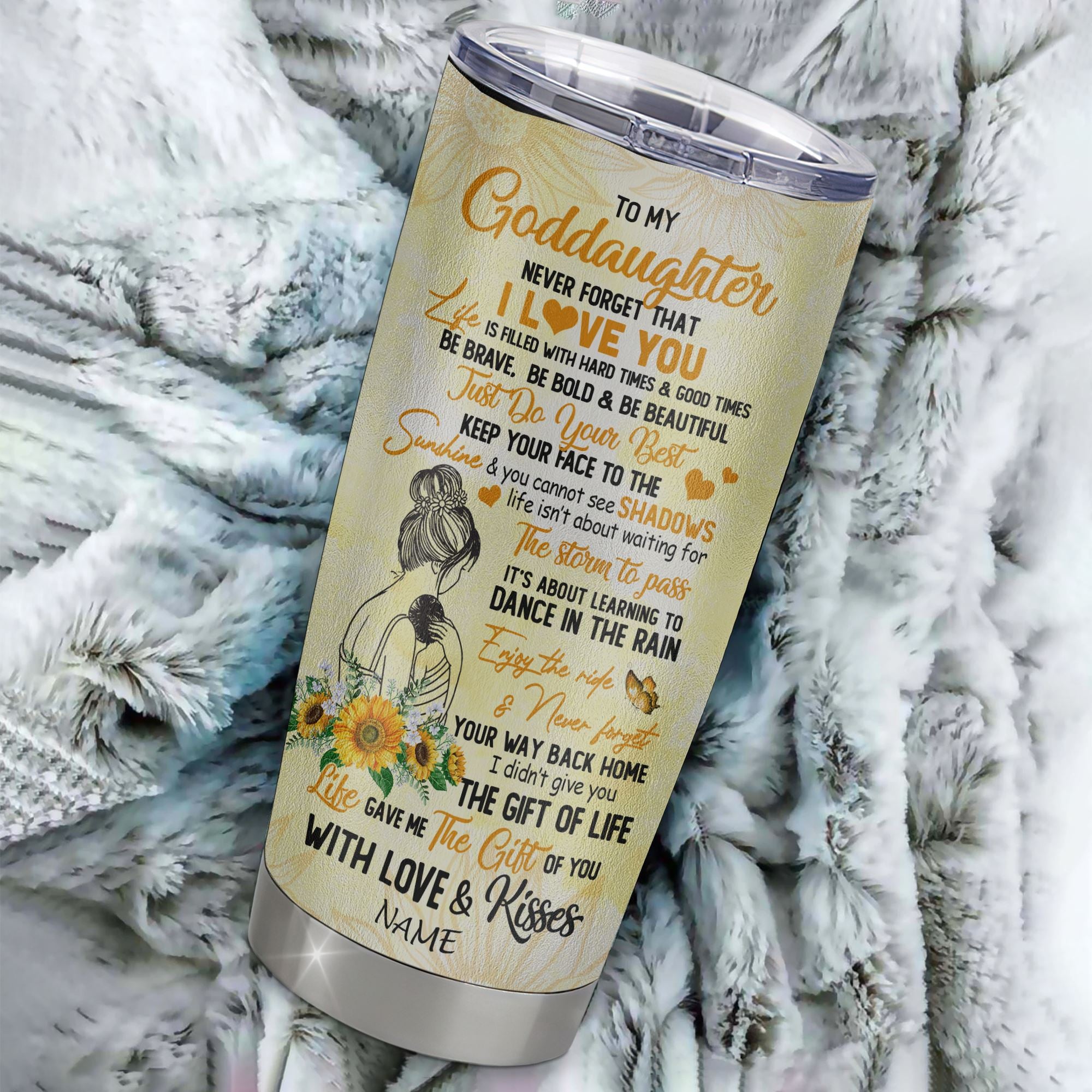 Personalized To My Goddaughter From Aunt Auntie Stainless Steel Tumbler Cup Never Forget I Love You Sunflower Goddaughter Birthday Graduation Christmas Travel Mug | siriusteestore