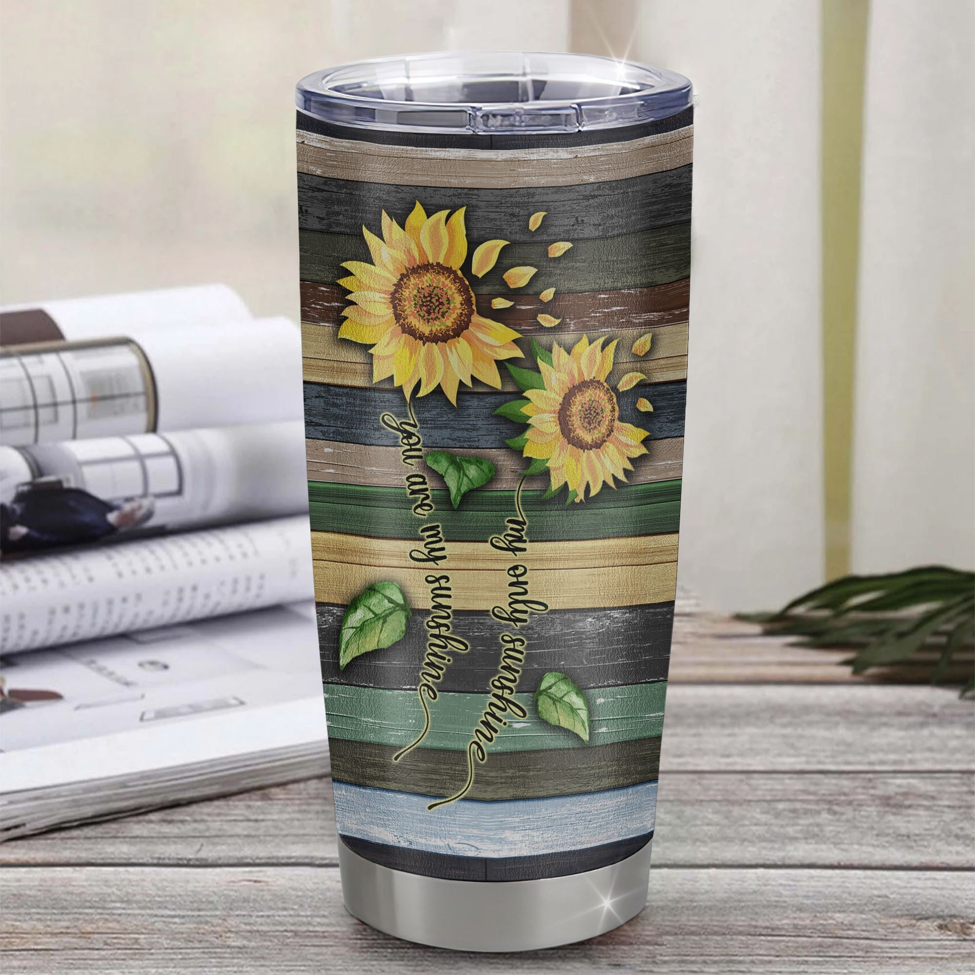Personalized To My Goddaughter From Godmother Stainless Steel Tumbler Cup Always Remember How Much I Love You Wood Sunflower Goddaughter Birthday Christmas Travel Mug | siriusteestore