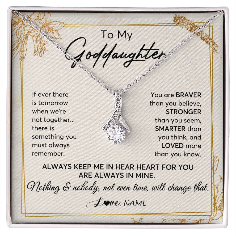 Alluring Beauty Necklace | Personalized To My Goddaughter Necklace From Godmother Always Keep Me In Your Heart Goddaughter Birthday Graduation Christmas Customized Gift Box Message Card | siriusteestore
