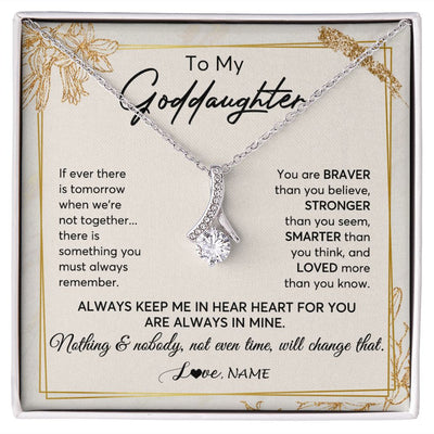Alluring Beauty Necklace | Personalized To My Goddaughter Necklace From Godmother Always Keep Me In Your Heart Goddaughter Birthday Graduation Christmas Customized Gift Box Message Card | siriusteestore