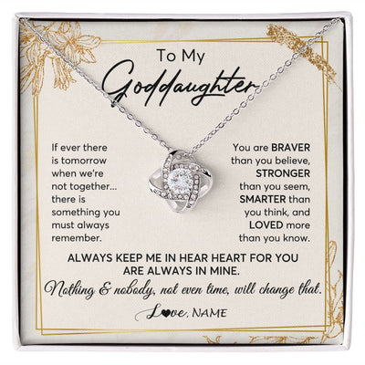 Love Knot Necklace | Personalized To My Goddaughter Necklace From Godmother Always Keep Me In Your Heart Goddaughter Birthday Graduation Christmas Customized Gift Box Message Card | siriusteestore