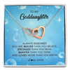 Interlocking Hearts Necklace | Personalized To My Goddaughter Necklace From Godmother Always Remember You Are Braver Goddaughter Jewelry Birthday Graduation Christmas Customized Message Card | siriusteestore
